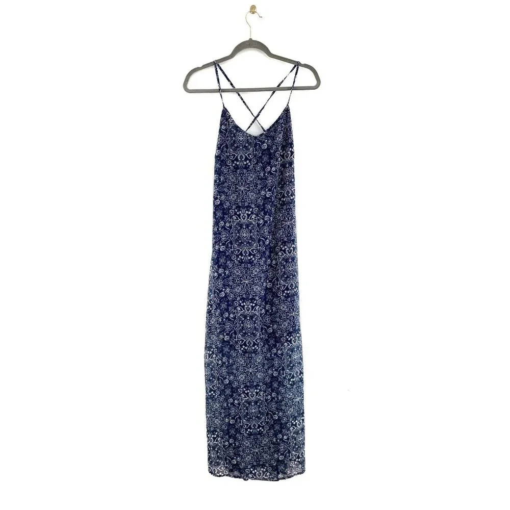 Lulus Sky Train Navy Blue Print Maxi Dress Size M - Picture 2 of 8
